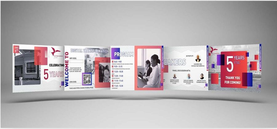 Six branded PowerPoint backgrounds for the event