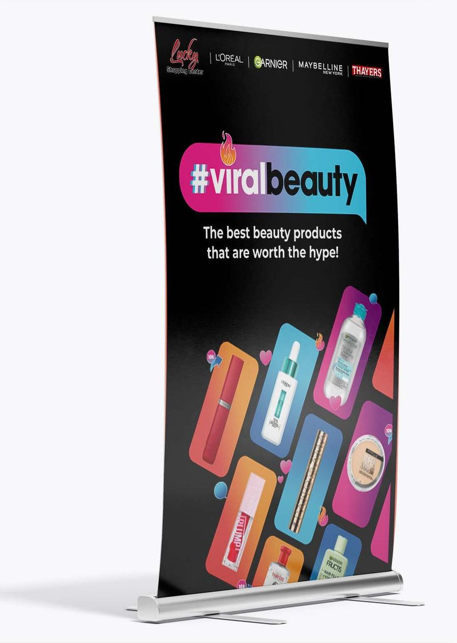 Roll-up banner reading #viralbeauty